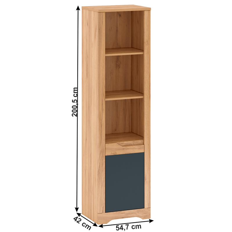 Casa si Gradina/Mobilier/Biblioteci si rafturi/Rafturi - Raft deschis, stejar craft auriu / gri grafit, stanga, FIDEL R1 - Infinity.ro