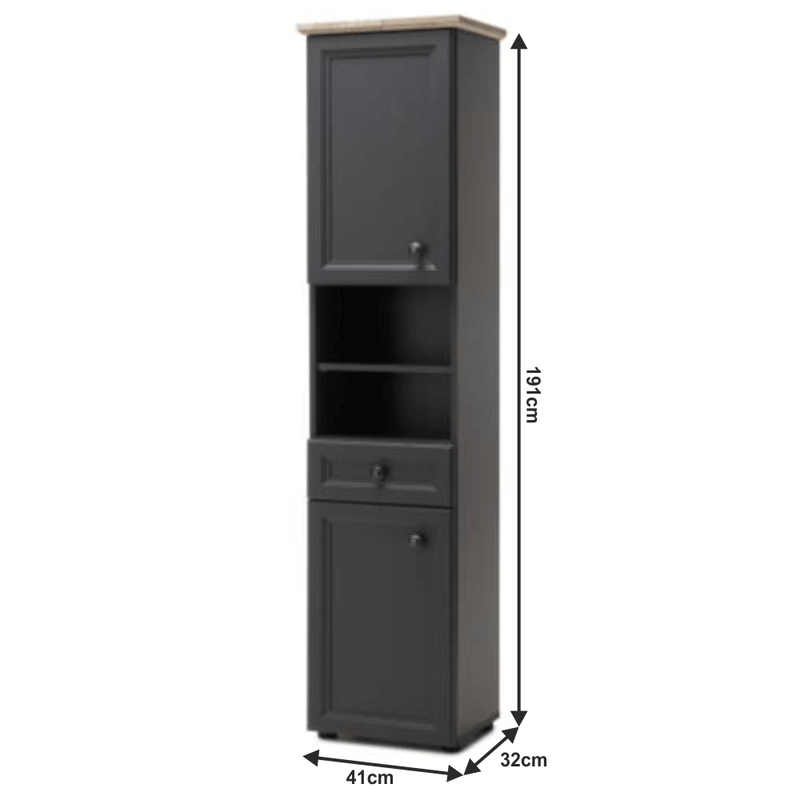 Casa si Gradina - Mobilier - Dulapuri si sifoniere - Dulapuri - Dulap inalt, gri inchis / stejar, TOSKANA - Infinity.ro