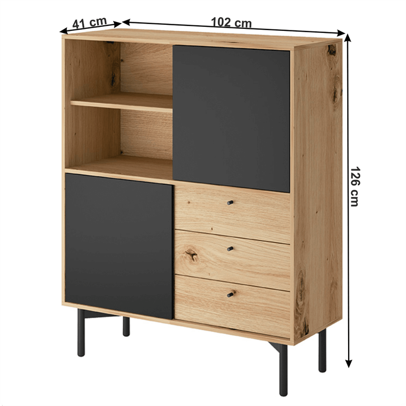 Casa si Gradina - Mobilier - Biblioteci si rafturi - Etajere - Etajera FR 102, stejar artisan/negru, FORSO - Infinity.ro