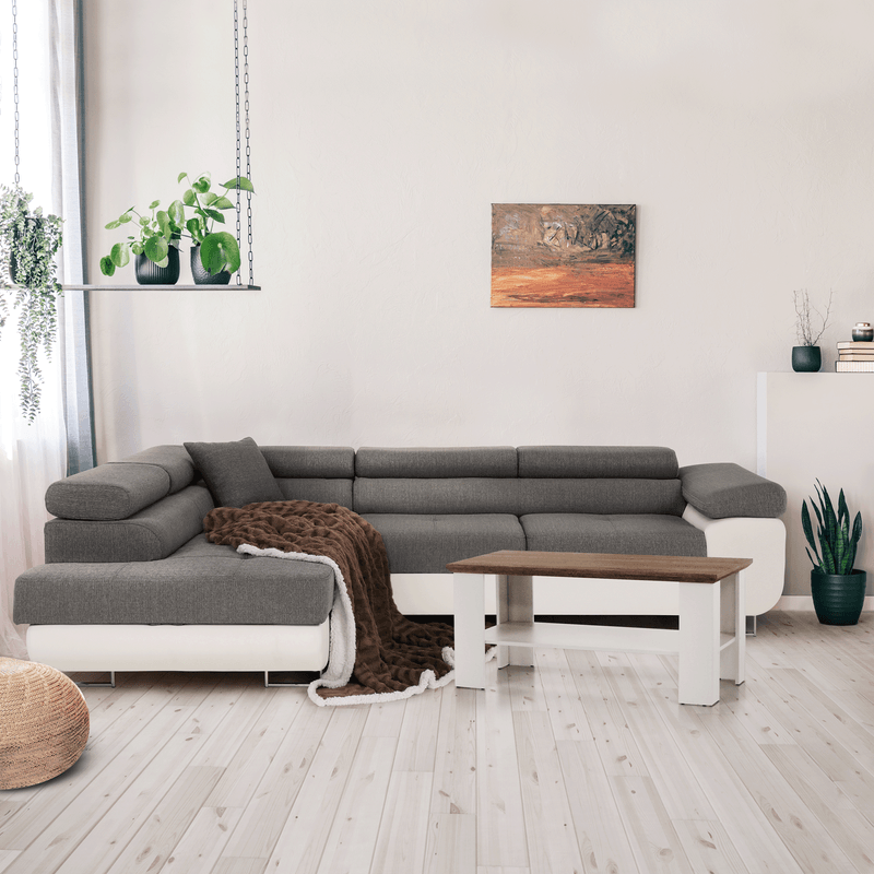 Casa si Gradina - Mobilier - Canapele si coltare - Coltare - Coltar, alb/gri, model stanga, AMARETO NEW - Infinity.ro