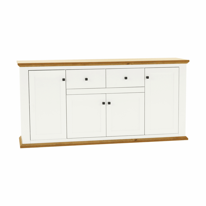 Casa si Gradina - Mobilier - Comode si corpuri - Comode - Scrin MZ9, alb / stejar grand, LEON - Infinity.ro