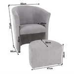 Casa si Gradina - Mobilier - Scaune si fotolii - Fotolii - Fotoliu de club cu taburet, gri, ROSE - Infinity.ro