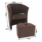 Casa si Gradina/Mobilier/Scaune si fotolii/Fotolii - Fotoliu de club cu taburet, maro, ROSE - Infinity.ro
