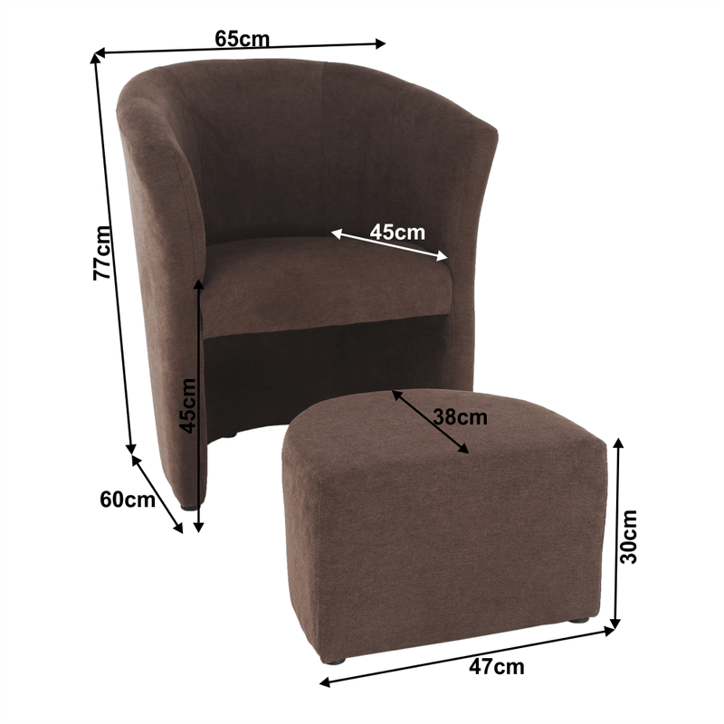 Casa si Gradina/Mobilier/Scaune si fotolii/Fotolii - Fotoliu de club cu taburet, maro, ROSE - Infinity.ro