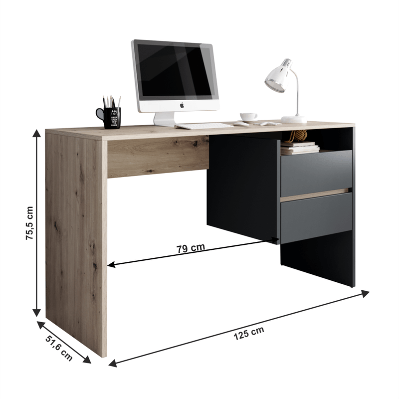 Casa si Gradina - Mobilier - Mese si birouri - Birouri - Masa PC, stejar artisan/grafit-antracit, TULIO - Infinity.ro