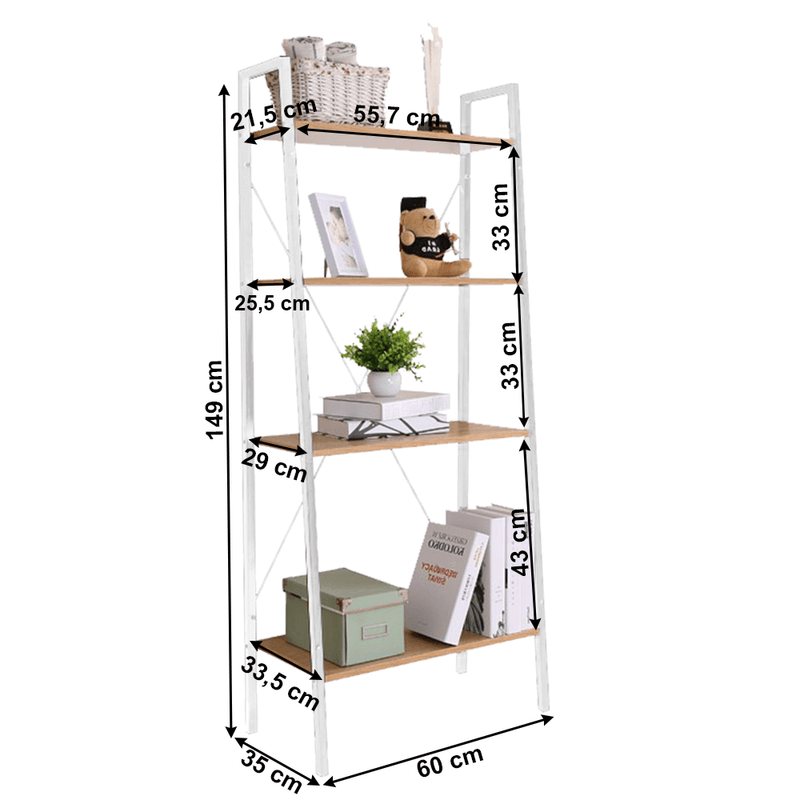 Casa si Gradina - Mobilier - Biblioteci si rafturi - Rafturi - Polita, 4 rafturi, stejar / alb, THEA - Infinity.ro
