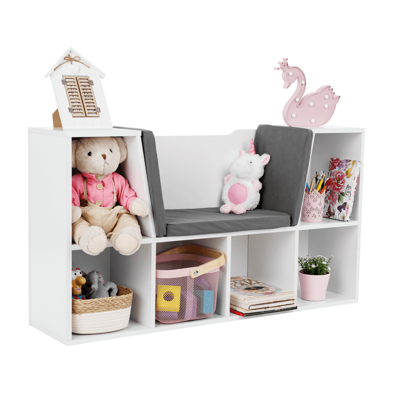 Casa si Gradina - Mobilier - Mobilier copii - Mobilier camera copiilor - Biblioteca pentru copii cu scaune, alb / gri, FERIA - Infinity.ro