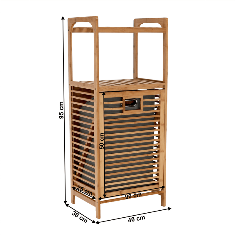 Casa si Gradina - Sanitare - Suporturi si accesorii baie - Accesorii baie - Cos de rufe, bambus natural / gri, KERI NEW - Infinity.ro