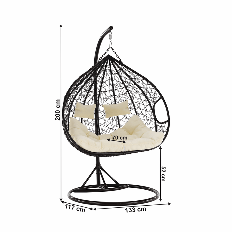Casa si Gradina - Gradina si terasa - Mobilier exterior - Scaune si sezlonguri gradina - Scaun agatat dublu, maro/crem, DALVEA NEW - Infinity.ro