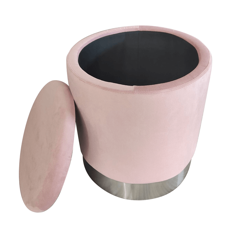 Casa si Gradina - Mobilier - Scaune si fotolii - Tabureti - Taburet, catifea roz Velvet/crom argintiu, DARON - Infinity.ro