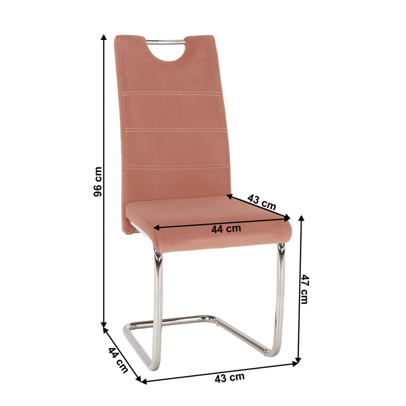 Casa si Gradina - Mobilier - Scaune si fotolii - Scaune - Scaun de luat masa, tesatura de catifea roz / cusaturi deschise, ABIRA NEW - Infinity.ro