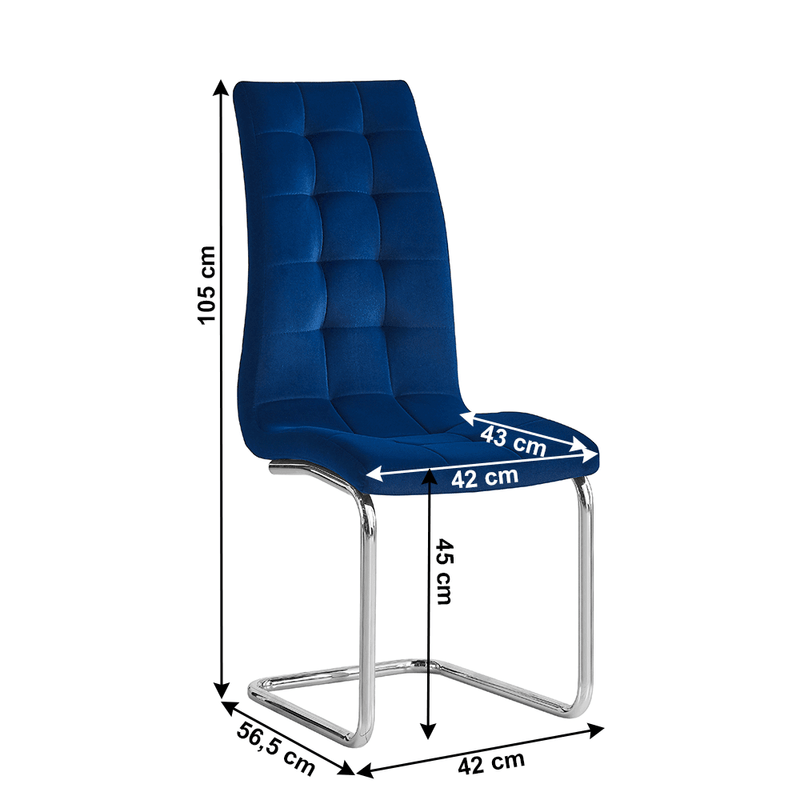 Casa si Gradina - Mobilier - Scaune si fotolii - Scaune - Scaun de masa, tesatura albastra din catifea / crom, SALOMA NEW - Infinity.ro