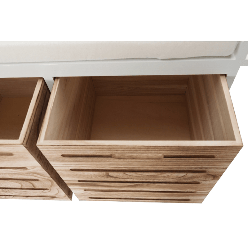 Casa si Gradina - Mobilier - Organizare si depozitare - Bancute - Banca cu 3 sertare, alb/miere, TEDRA NEW - Infinity.ro