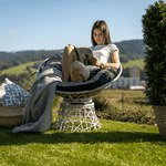 Casa si Gradina - Gradina si terasa - Mobilier exterior - Scaune si sezlonguri gradina - Scaun pivotant cu perna, alb / gri-maro / negru, TRISS BIG - Infinity.ro