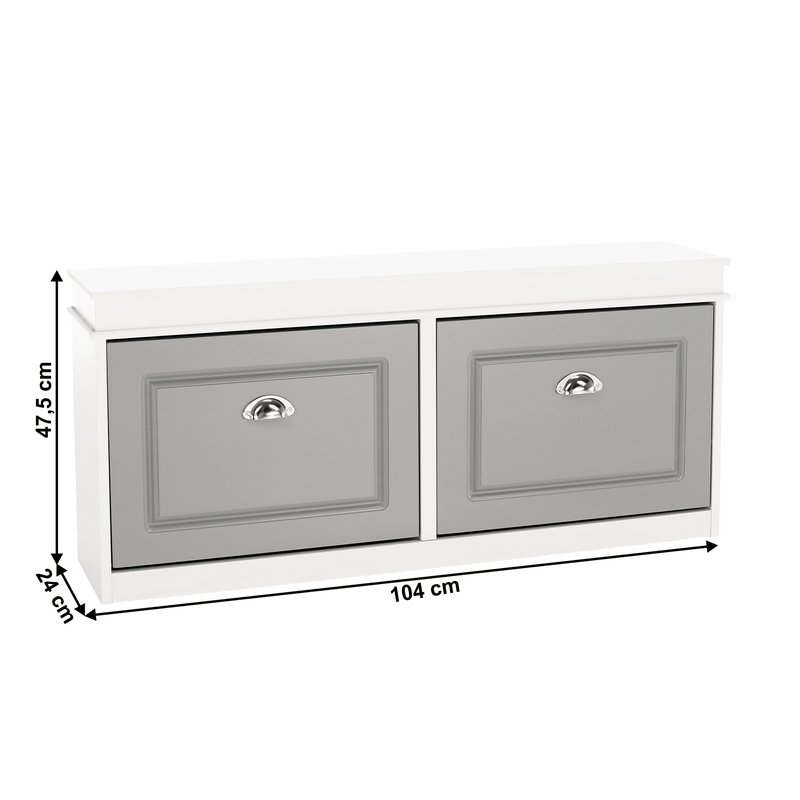 Casa si Gradina - Mobilier - Dulapuri si sifoniere - Dulapuri pantofi - Pantofar, 2 compartimente, alb/gri, SEBER TYP 4 - Infinity.ro