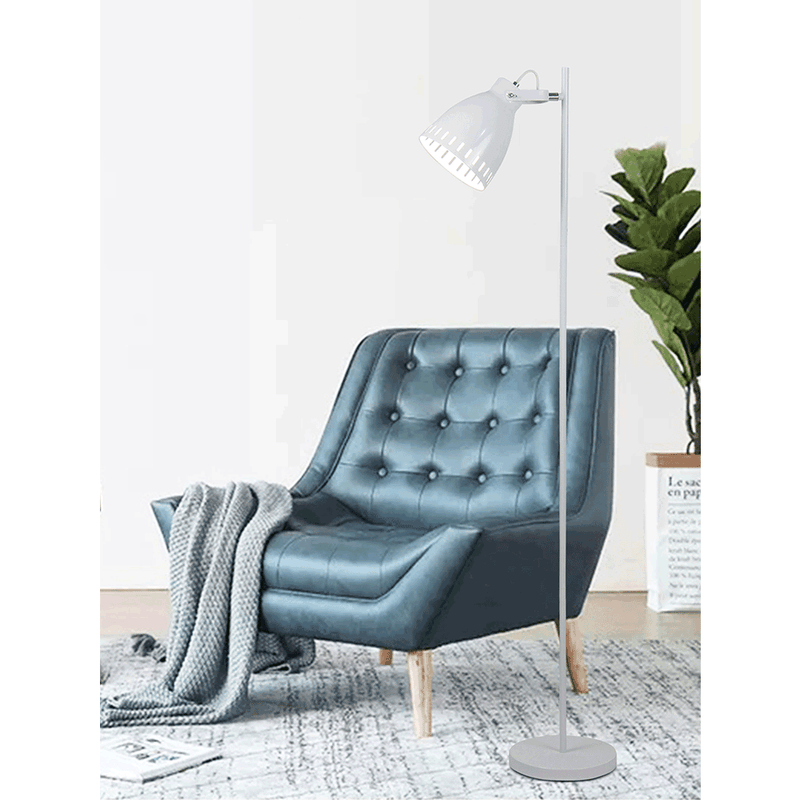 Casa si Gradina - Corpuri si surse de iluminat - Veioze si lampi - Lampadare - Lampa de podea, alba / metalica, AIDEN TIP 2 - Infinity.ro