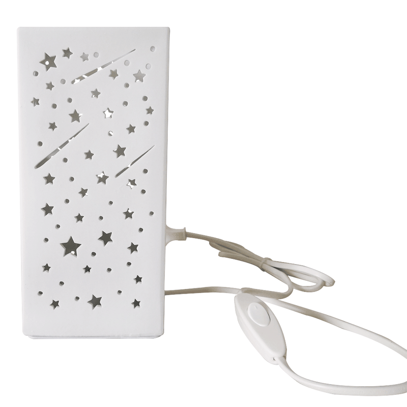 Casa si Gradina - Corpuri si surse de iluminat - Veioze si lampi - Veioze - Lampa de masa din ceramica, model alb / stea, BELLE TIP 1 - Infinity.ro
