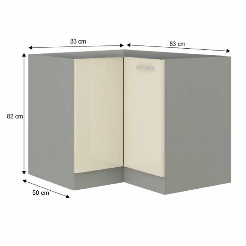 Casa si Gradina - Mobilier - Dulapuri si sifoniere - Dulapuri - Dulap inferior de colt, crem lucios, PRADO 90/90 DN ZB - Infinity.ro