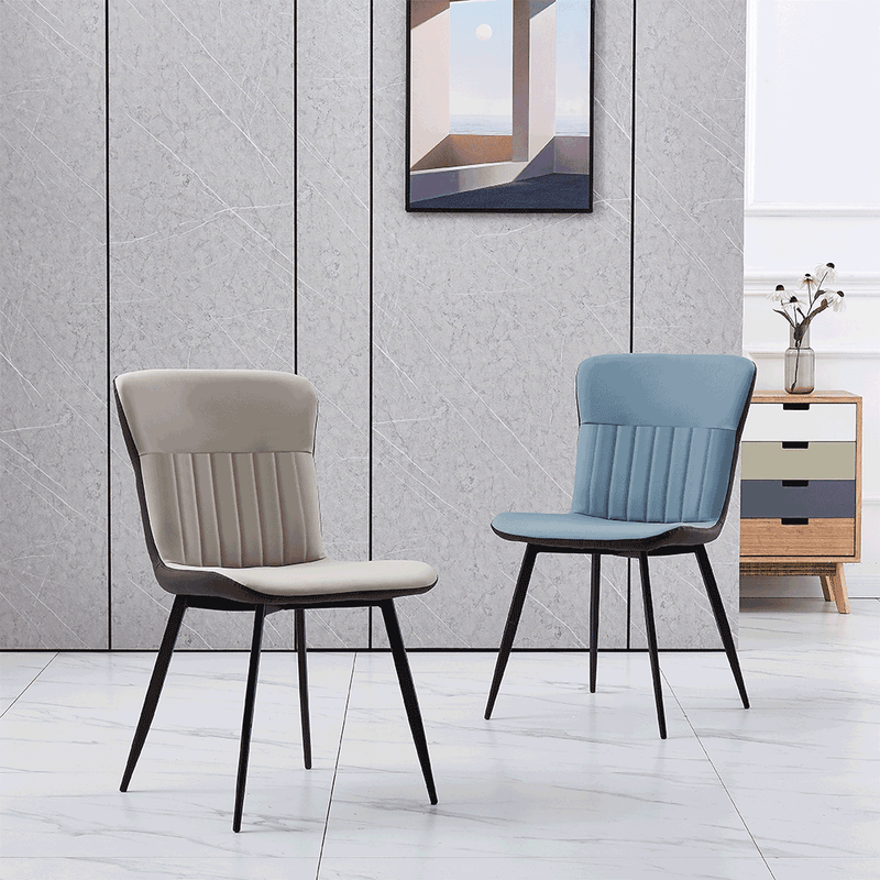 Casa si Gradina - Mobilier - Scaune si fotolii - Scaune - Scaun de luat masa, piele ecologica, albastru / maro, KLARISA - Infinity.ro