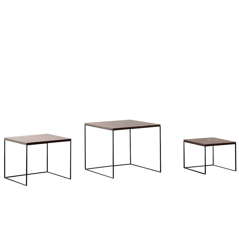 Casa si Gradina - Mobilier - Mese si birouri - Masute de cafea - Set de trei mese de cafea, MDF / metal, nuc / negru, DVEIN - Infinity.ro