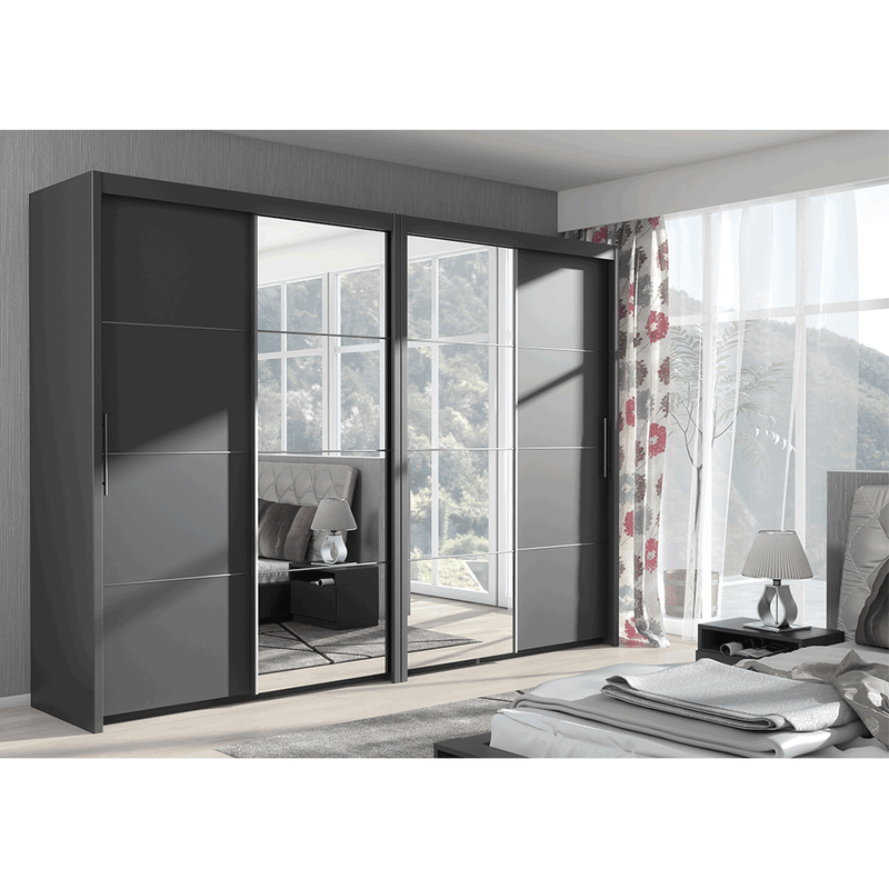 Casa si Gradina - Mobilier - Dulapuri si sifoniere - Dulapuri - Dulap cu usi glisante, 200 cm, gri, KAIPO - Infinity.ro