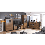 Casa si Gradina - Mobilier - Comode si corpuri - Comode - Comoda / vitrina, stejar bolzano / negru, stanga, DELIS C1 - Infinity.ro