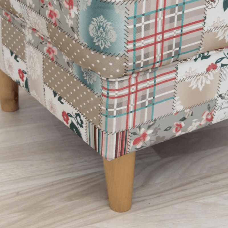 Casa si Gradina - Mobilier - Scaune si fotolii - Fotolii - Fotoliu cu taburet, material textil in stilul patchwork Viorica 1, ASTRID - Infinity.ro