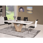 Casa si Gradina - Mobilier - Mese si birouri - Mese bucatarie si dining - Masa dining, pliabila, alb luciu extra ridicat / stejar sonoma, 160x90 cm, DURMAN - Infinity.ro