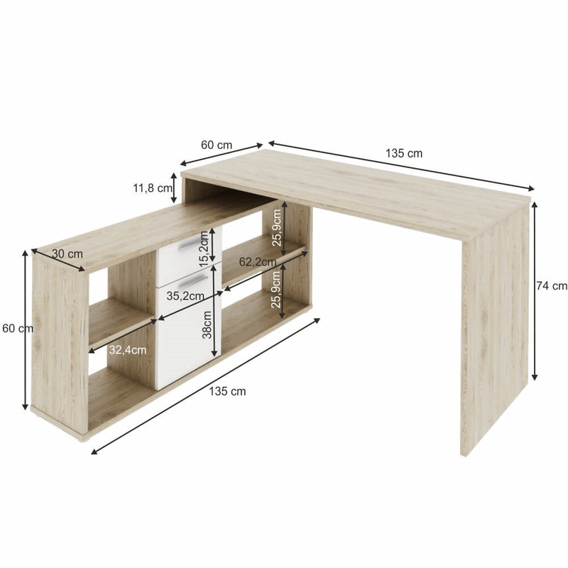 Casa si Gradina - Mobilier - Mese si birouri - Mese bucatarie si dining - Masa calculator, stejar San Remo/alb, NOE NEW - Infinity.ro