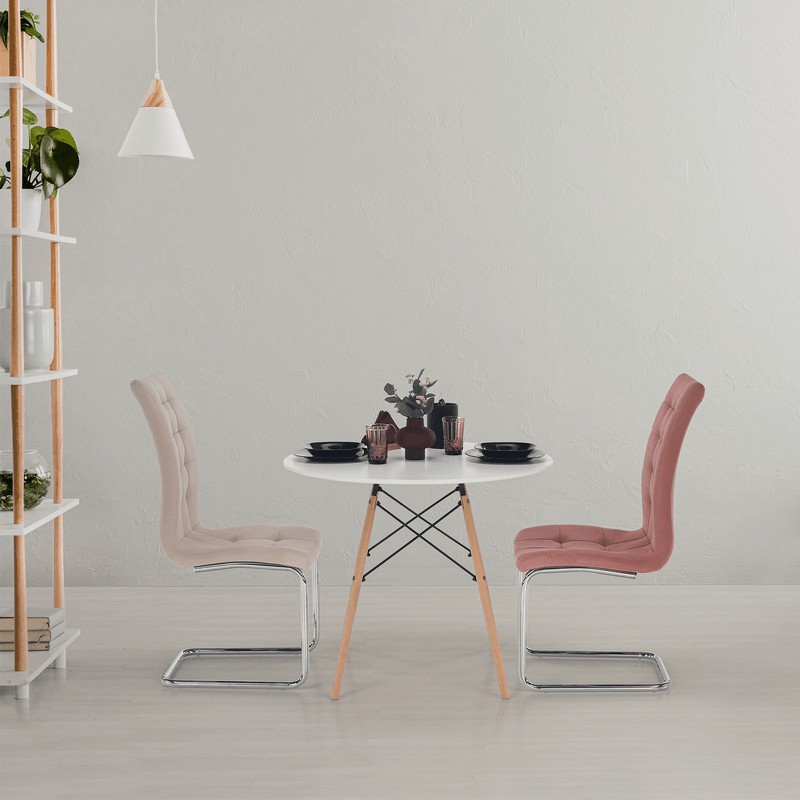 Casa si Gradina - Mobilier - Mese si birouri - Mese bucatarie si dining - Masa de bucatarie, alba/fag, diametru 90 cm, GAMIN NEW 90 - Infinity.ro