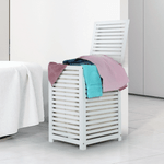 Casa si Gradina/Sanitare/Suporturi si accesorii baie/Accesorii baie - Cos de rufe, bambus lacuit/alb/bej, BASKET - Infinity.ro
