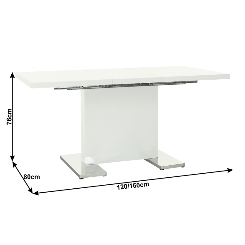 Casa si Gradina - Mobilier - Mese si birouri - Mese bucatarie si dining - Masa dining, alba HG, 120-160x80 cm, IRAKOL - Infinity.ro
