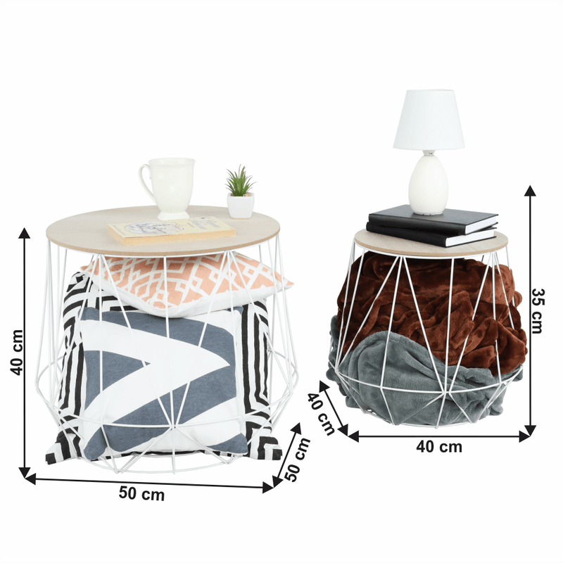 Casa si Gradina - Mobilier - Mese si birouri - Masute de cafea - Set masute auxiliare, natural/alb, DALUX - Infinity.ro