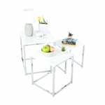 Casa si Gradina - Mobilier - Mese si birouri - Masute de cafea - Set 3 masute de cafea, alb mat/crom, MAGNO TYP 3 - Infinity.ro