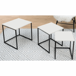 Casa si Gradina - Mobilier - Mese si birouri - Masute de cafea - Set 3 masute de cafea, alb mat/negru, KASTLER TYP 3 - Infinity.ro
