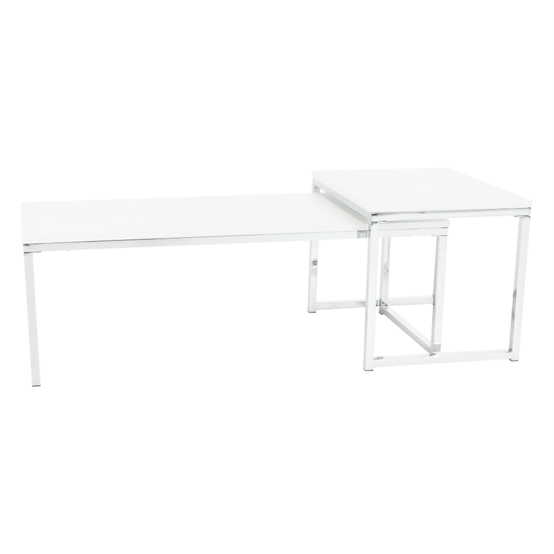 Casa si Gradina - Mobilier - Mese si birouri - Masute de cafea - Set 2 masute de cafea, alb mat/crom, MAGNO TYP 2 - Infinity.ro
