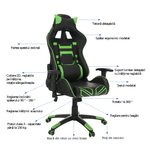 Casa si Gradina - Mobilier - Scaune si fotolii - Scaune - Scaun birou/joc, negru/verde, BILGI - Infinity.ro