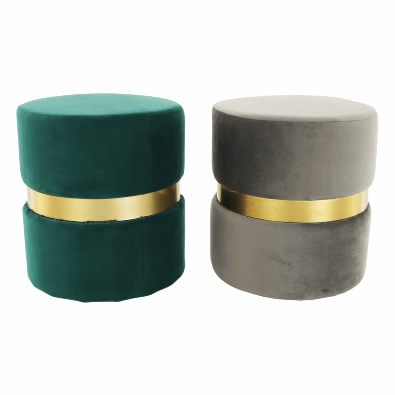 Casa si Gradina - Mobilier - Scaune si fotolii - Tabureti - Taburet, catifea Velvet gri maroniu/vopsea aurie, VIZEL - Infinity.ro