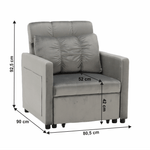 Casa si Gradina - Mobilier - Scaune si fotolii - Fotolii - Fotoliu extensibil, catifea Velvet gri deschis, IGRIM - Infinity.ro