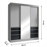 Casa si Gradina - Mobilier - Dulapuri si sifoniere - Dulapuri - Dulap cu usi glisante, gri/negru, 180, ROMUALDA - Infinity.ro