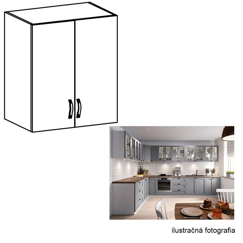 Casa si Gradina - Mobilier - Comode si corpuri - Corpuri bucatarie - Cabinet superior, alb/gri mat, LAYLA G60 - Infinity.ro