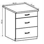 Casa si Gradina - Mobilier - Comode si corpuri - Corpuri bucatarie - Cabinet inferior cu sertare, gri mat/alb, LAYLA D60S3 - Infinity.ro