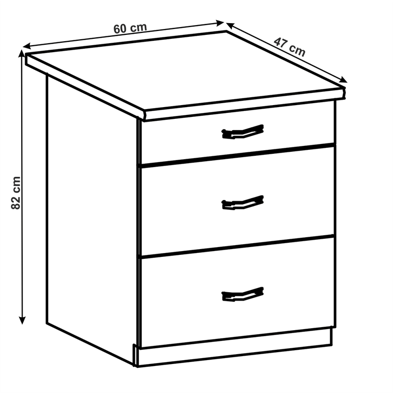 Casa si Gradina - Mobilier - Comode si corpuri - Corpuri bucatarie - Cabinet inferior cu sertare, gri mat/alb, LAYLA D60S3 - Infinity.ro