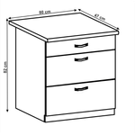 Casa si Gradina - Mobilier - Comode si corpuri - Corpuri bucatarie - Cabinet inferior cu sertare, gri mat/alb, LAYLA D80S3 - Infinity.ro