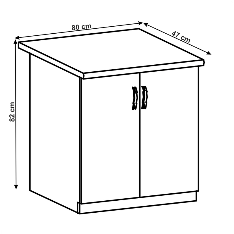 Casa si Gradina - Mobilier - Comode si corpuri - Corpuri bucatarie - Cabinet inferior cu doua usi, gri mat/alb, LAYLA D80 - Infinity.ro