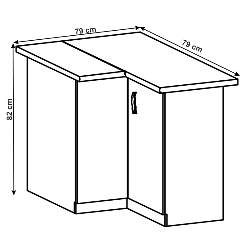Casa si Gradina - Mobilier - Comode si corpuri - Corpuri bucatarie - Cabinet inferior de colt, gri mat/alb, LAYLA D90N - Infinity.ro