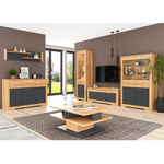 Casa si Gradina/Mobilier/Biblioteci si rafturi/Rafturi - Raft deschis, stejar craft auriu / gri grafit, stanga, FIDEL R1 - Infinity.ro