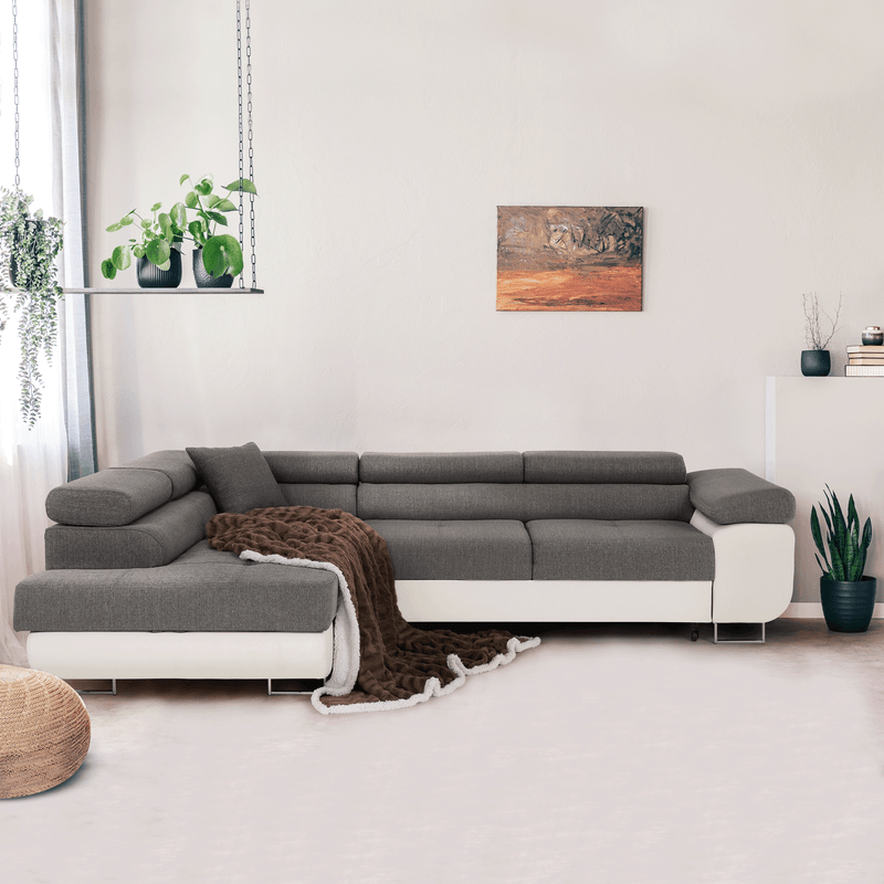 Casa si Gradina - Mobilier - Canapele si coltare - Coltare - Coltar, alb/gri, model stanga, AMARETO NEW - Infinity.ro