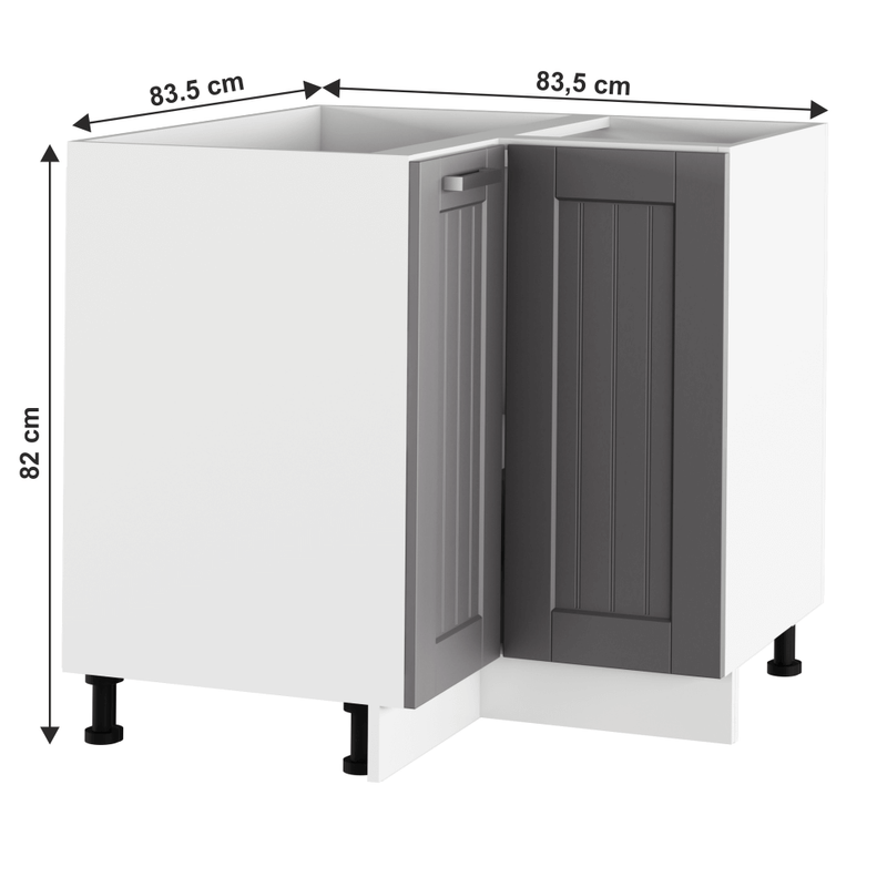 Casa si Gradina/Mobilier/Dulapuri si sifoniere/Dulapuri - Dulap inferior de colt, gri inchis/alb, JULIA TYP 62 - Infinity.ro