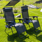 Casa si Gradina - Gradina si terasa - Mobilier exterior - Scaune si sezlonguri gradina - Set de 2 scaune reglabile de gradina, gri, KASPIAN - Infinity.ro